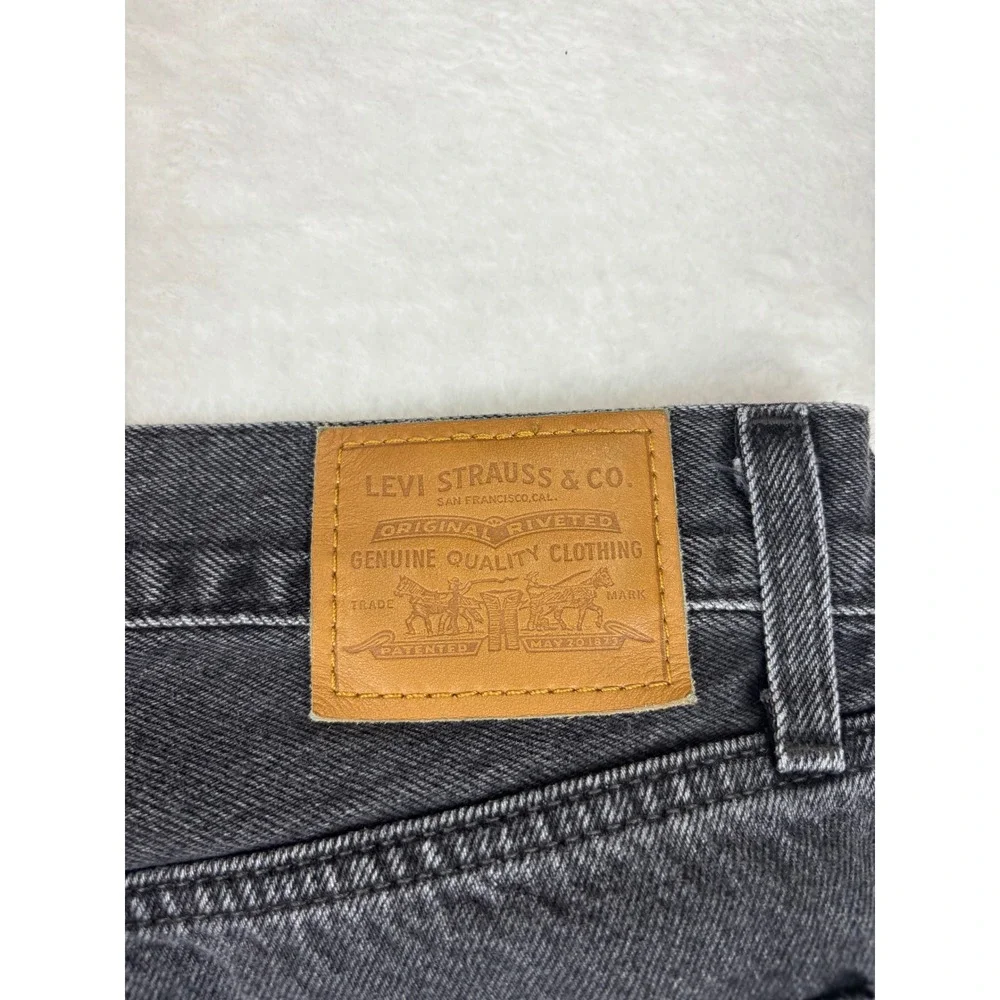 Levis Premium Baggy Dad Mens 29x32 Jeans Washed Fuzzy Black Faded Denim Wide Fit